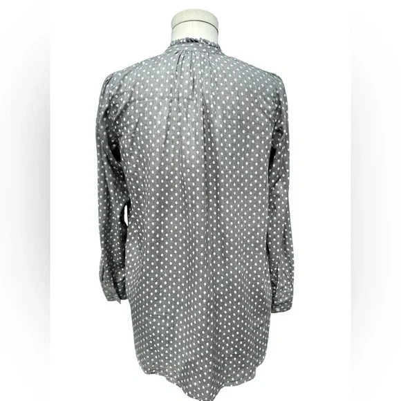 NWT LOFT Petite Small Polka Dot 100% Cotton Long Sleeve Button Down Blouse - Picture 5 of 15